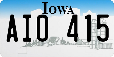 IA license plate AIO415