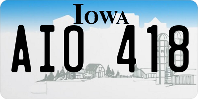 IA license plate AIO418
