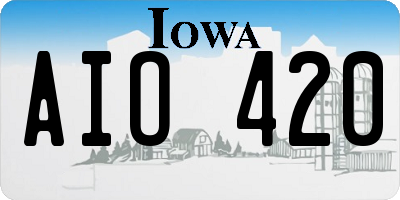 IA license plate AIO420