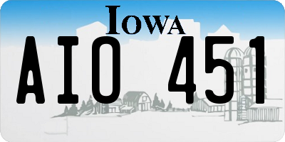 IA license plate AIO451