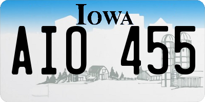 IA license plate AIO455