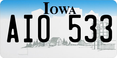 IA license plate AIO533