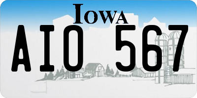 IA license plate AIO567