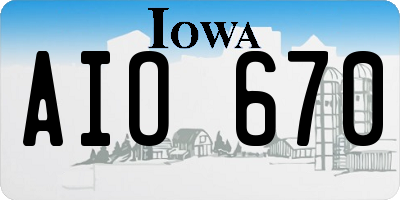 IA license plate AIO670