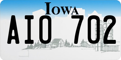 IA license plate AIO702