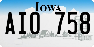 IA license plate AIO758