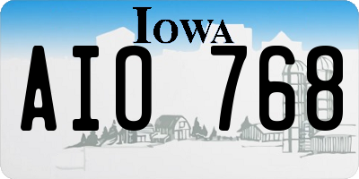 IA license plate AIO768
