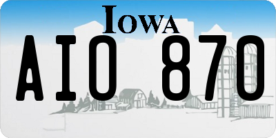 IA license plate AIO870