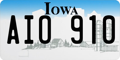 IA license plate AIO910