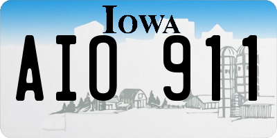 IA license plate AIO911