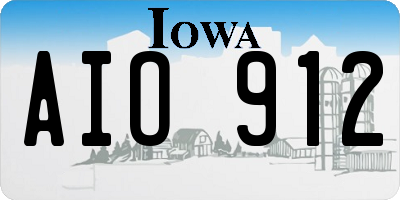 IA license plate AIO912