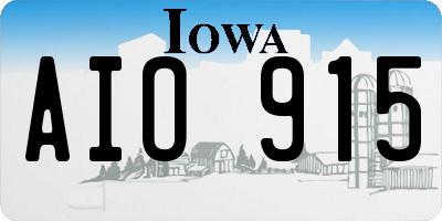 IA license plate AIO915