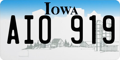 IA license plate AIO919