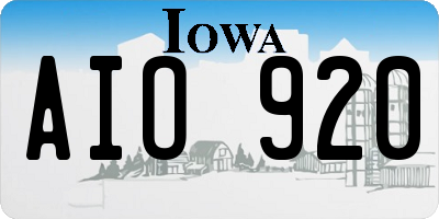 IA license plate AIO920