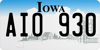 IA license plate AIO930