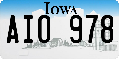 IA license plate AIO978