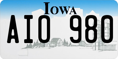 IA license plate AIO980