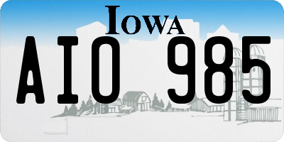 IA license plate AIO985