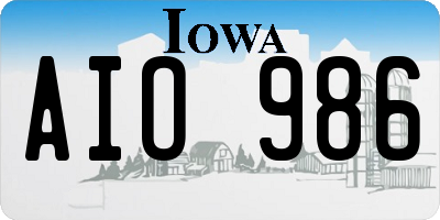 IA license plate AIO986
