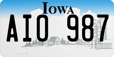 IA license plate AIO987