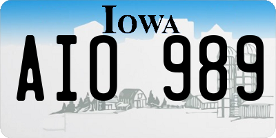 IA license plate AIO989