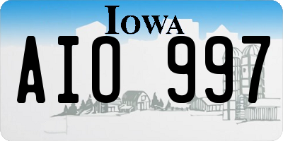 IA license plate AIO997