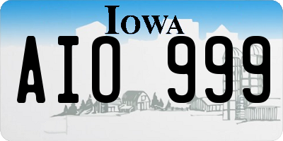 IA license plate AIO999