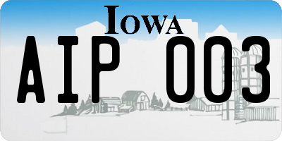 IA license plate AIP003
