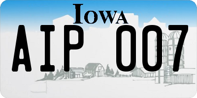 IA license plate AIP007