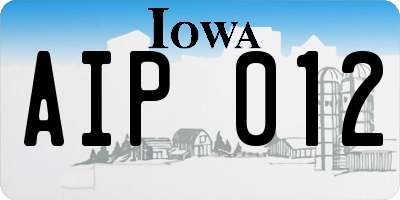 IA license plate AIP012