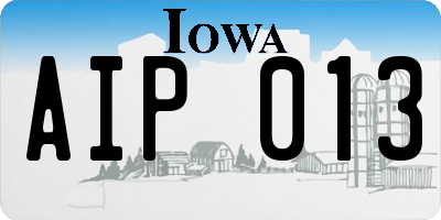 IA license plate AIP013