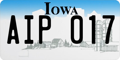 IA license plate AIP017