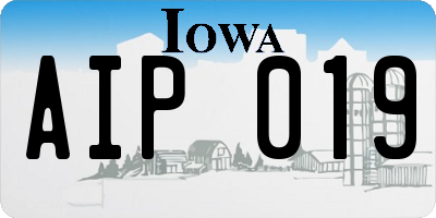 IA license plate AIP019