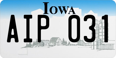 IA license plate AIP031