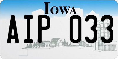IA license plate AIP033