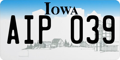 IA license plate AIP039