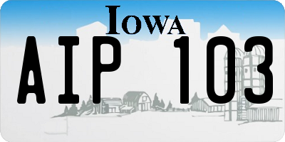 IA license plate AIP103
