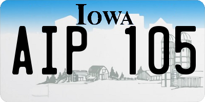 IA license plate AIP105