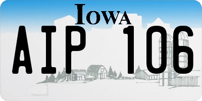 IA license plate AIP106