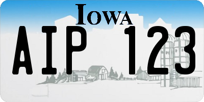 IA license plate AIP123