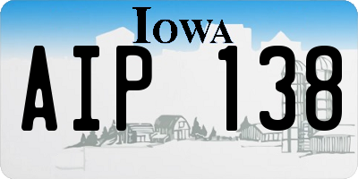 IA license plate AIP138