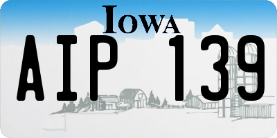 IA license plate AIP139