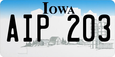 IA license plate AIP203