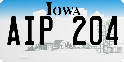 IA license plate AIP204