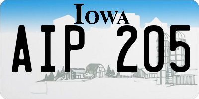 IA license plate AIP205
