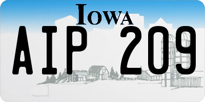 IA license plate AIP209