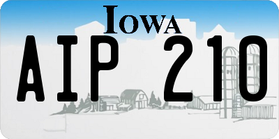 IA license plate AIP210