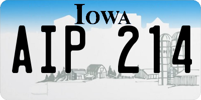 IA license plate AIP214