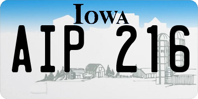 IA license plate AIP216