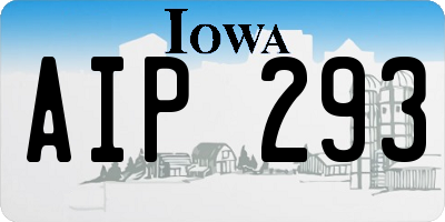 IA license plate AIP293